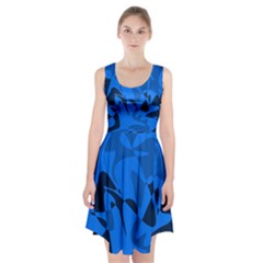 Blue Pattern Racerback Midi Dress