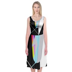 Colorful Abstraction Midi Sleeveless Dress