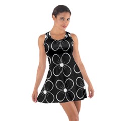 Black And White Floral Pattern Cotton Racerback Dress