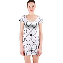 White Flowers Pattern Short Sleeve Bodycon Dress by Valentinaart