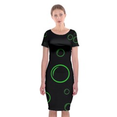 Green Buubles Pattern Classic Short Sleeve Midi Dress