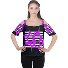 Purple Abstraction Women s Cutout Shoulder Tee