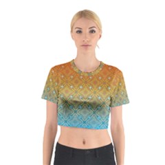 Ombre Fire And Water Pattern Cotton Crop Top