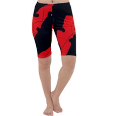 Black And Red Lizard  Cropped Leggings  by Valentinaart