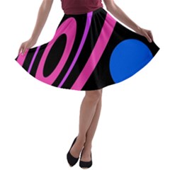 Pink And Blue Twist A-line Skater Skirt