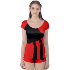 Red And Black Abstraction Boyleg Leotard  by Valentinaart