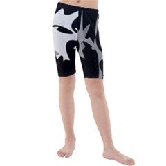 Black And White Amoeba Abstraction Kid s Mid Length Swim Shorts by Valentinaart