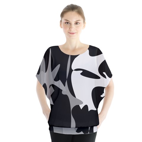 Black And White Amoeba Abstraction Blouse by Valentinaart