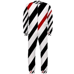 Red, Black And White Lines Onepiece Jumpsuit (men)  by Valentinaart