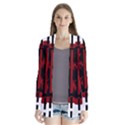 Red, black and white decorative design Drape Collar Cardigan View1