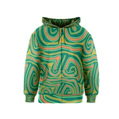 Green And Orange Lines Kids  Zipper Hoodie