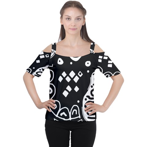 Black And White High Art Abstraction Women s Cutout Shoulder Tee by Valentinaart