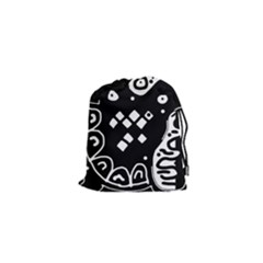 Black And White High Art Abstraction Drawstring Pouches (xs) 