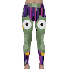 Green And Purple Owl Yoga Leggings  by Valentinaart