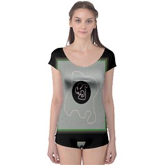 Gray Abstract Art Boyleg Leotard 