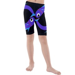 Blue Fishes Kid s Mid Length Swim Shorts