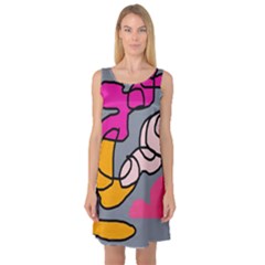 Colorful Abstract Design By Moma Sleeveless Satin Nightdress