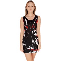 Black, Red And White Chaos Sleeveless Bodycon Dress