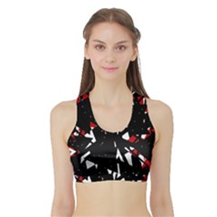 Black, Red And White Chaos Sports Bra With Border