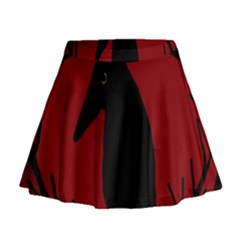 Halloween Raven - Red Mini Flare Skirt