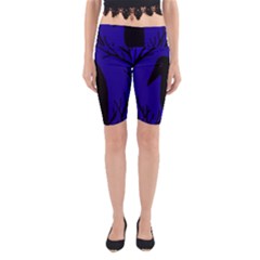 Halloween Raven - Deep Blue Yoga Cropped Leggings