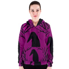 Halloween Raven - Magenta Women s Zipper Hoodie