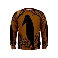 Halloween Raven - Brown Kids  Sweatshirt by Valentinaart