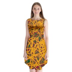 Yellow Neon Chaos Sleeveless Chiffon Dress  