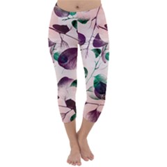 Spiral Eucalyptus Leaves Capri Winter Leggings 