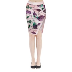 Spiral Eucalyptus Leaves Midi Wrap Pencil Skirt by DanaeStudio