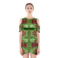 Bleeding Hearts Forest Cutout Shoulder Dress