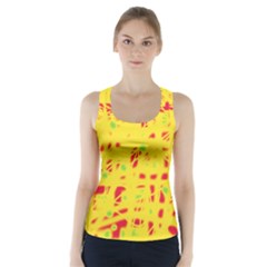 Yellow And Red Racer Back Sports Top by Valentinaart