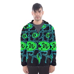 Green And Blue Abstraction Hooded Wind Breaker (men) by Valentinaart