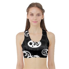 Black And White Crazy Abstraction  Sports Bra With Border by Valentinaart