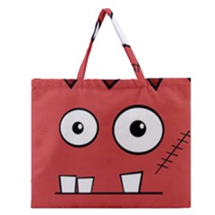 Halloween Frankenstein - Red Zipper Large Tote Bag by Valentinaart