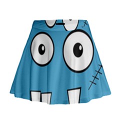 Halloween Frankenstein - Blue Mini Flare Skirt