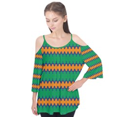 Orange Green Chains        Flutter Sleeve Tee