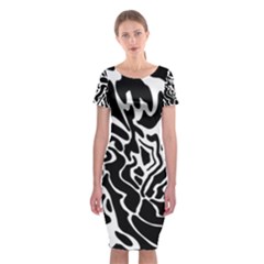 Black And White Decor Classic Short Sleeve Midi Dress