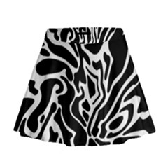 Black And White Decor Mini Flare Skirt