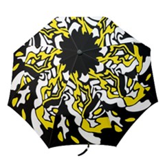 Yellow, Black And White Decor Folding Umbrellas by Valentinaart