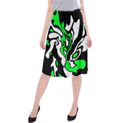 Green, White And Black Decor Midi Beach Skirt