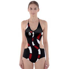 Red Snakes Cut-out One Piece Swimsuit by Valentinaart