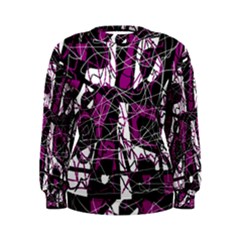 Purple, White, Black Abstract Art Women s Sweatshirt by Valentinaart