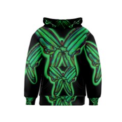 Green Neon Butterfly Kids  Pullover Hoodie by Valentinaart