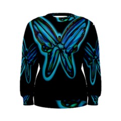 Blue Butterfly Women s Sweatshirt by Valentinaart