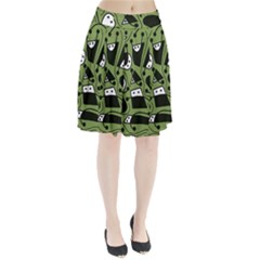 Playful Abstract Art - Green Pleated Skirt by Valentinaart