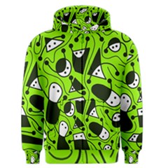 Playful Abstract Art - Green Men s Zipper Hoodie by Valentinaart