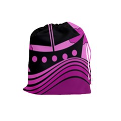 Boat - Magenta Drawstring Pouches (large)  by Valentinaart