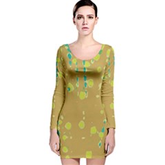 Digital Art Long Sleeve Velvet Bodycon Dress by Valentinaart