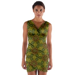 Camo Abstract Shell Pattern Wrap Front Bodycon Dress by TanyaDraws